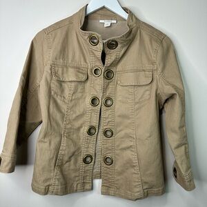Dress Barn Khaki Utility Jacket with Brass Grommets med